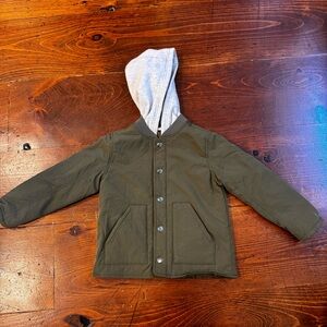 GAP Kids Olive‎ Jacket with Gray Hood. Size 5